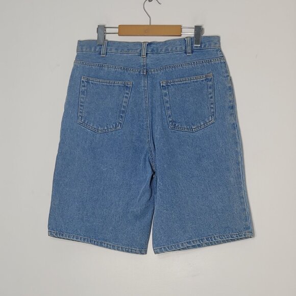 Rough Trade Vintage Blue 100% Cotton Pockets Flat Front Denim Short Unisex Sz 34 - Picture 2 of 12